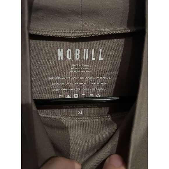 NOBULL Men's Blended Merino Wool Mock Neck Long Sleeve Shirt Brown XL NWT - Picture 4 of 5